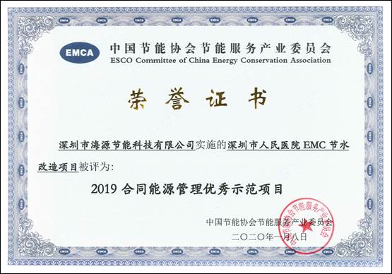 2019能源管理荣誉证书